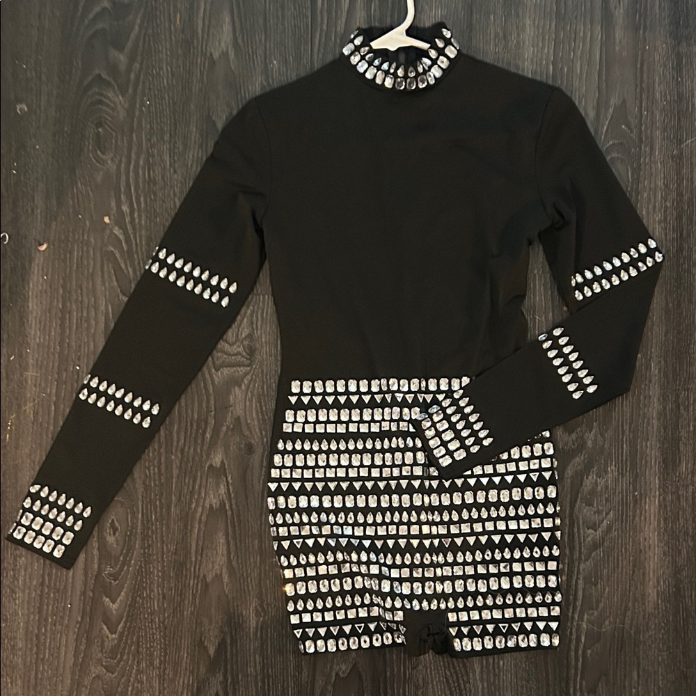 Black and White Rhinestone Jumpsuit/Romper